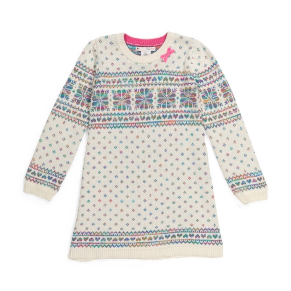 Nula Bug Girls Rainbow Jacquard Sweater Dress 4T